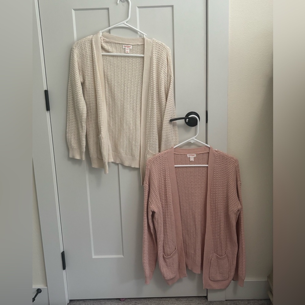 Cat & Jack Women's Cream and Pink Cardigans
